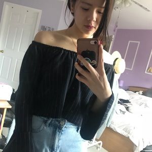 Off-the-shoulder striped top